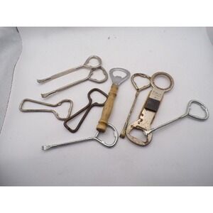 Vintage Bottle‎ Opener Lot 9pc Church Key Wood Handle Jar Opener Barware Tools